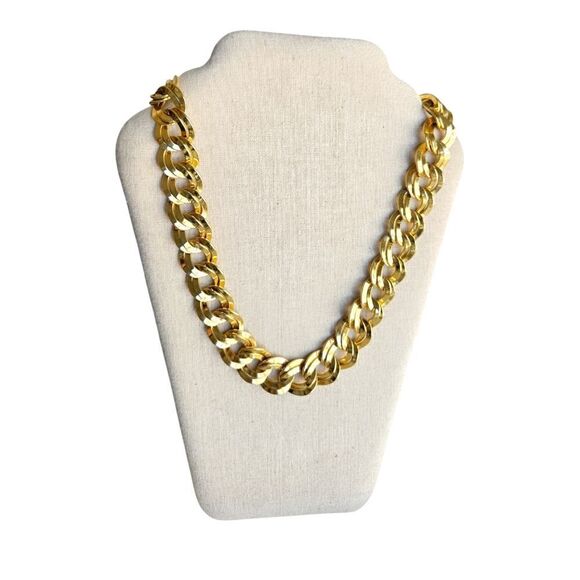 Vintage Monet Gold Chain Necklace Big Double Links Chunky Chain 18" Heavy - Picture 1 of 3